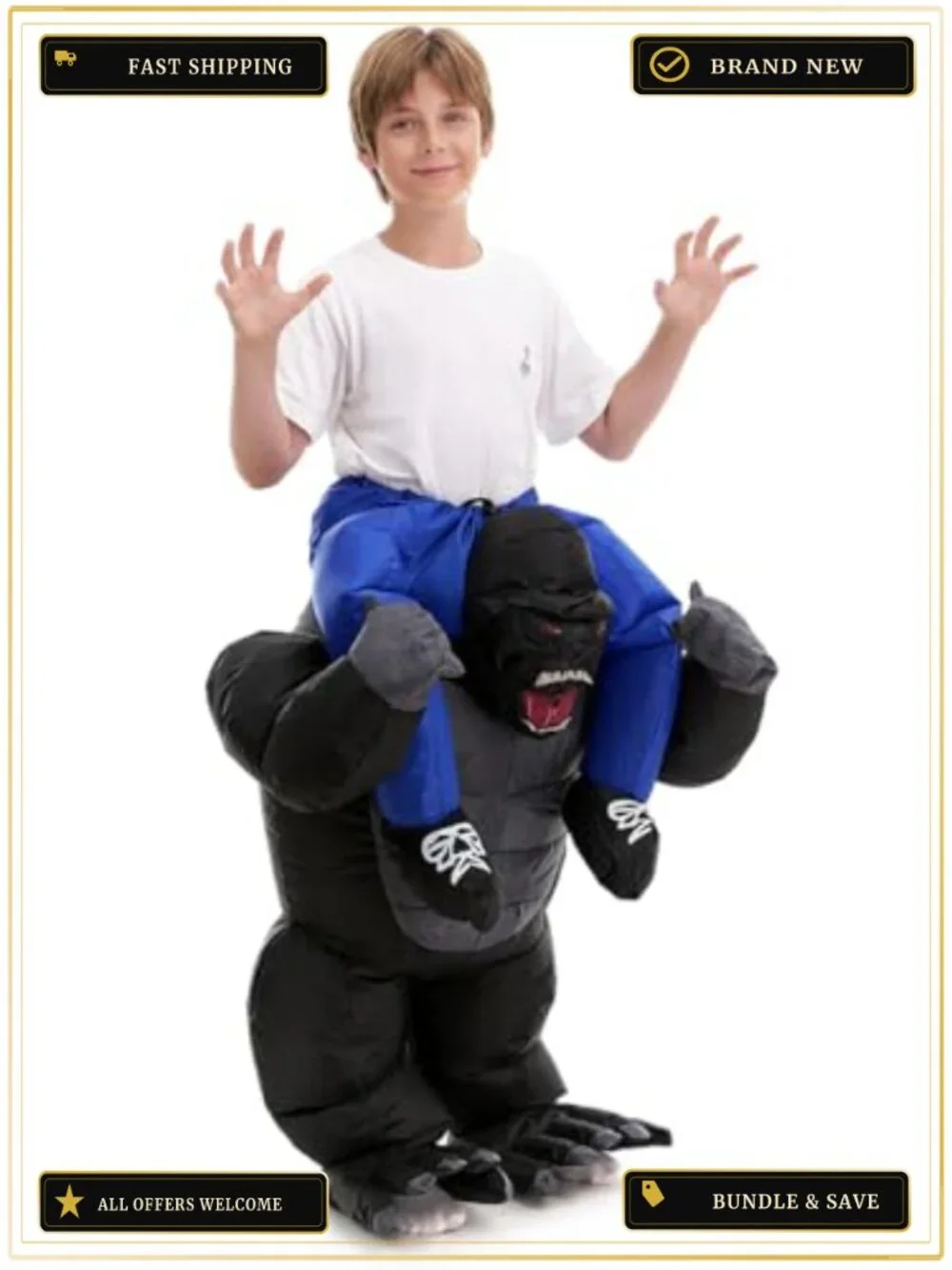 Inflatable Gorilla Piggy Back Rider Costume Kids Cosplay